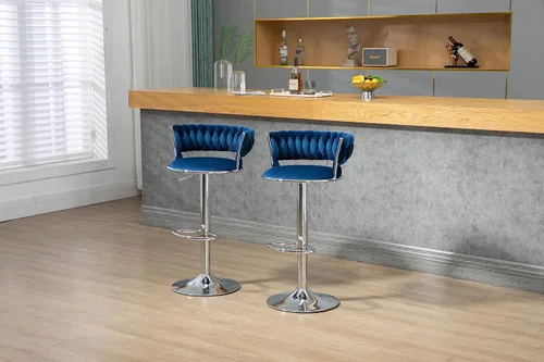 Vista 11 de Kakotito Taburetes de bar con respaldo y reposapiés, taburetes de bar ajustables con patas plateadas, taburete de bar retro y taburete de bar