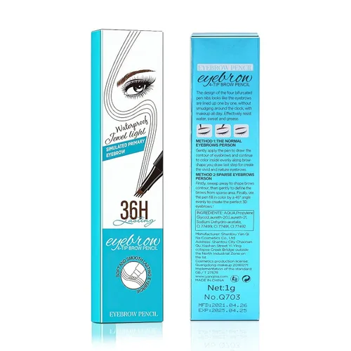Vista 9 de Lápiz de cejas Microblading de 4 puntos para levantar cejas y arrebatar, maquillaje de ojos de larga duración, impermeable, cabello natural