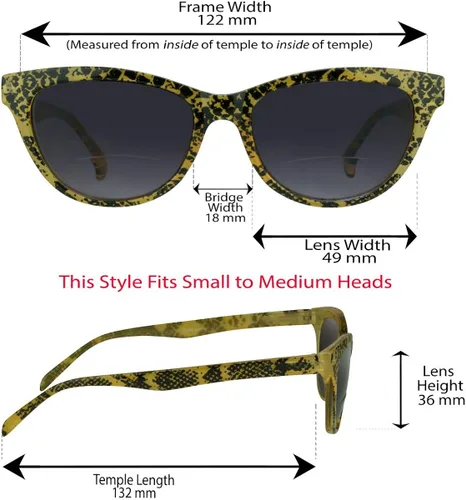Vista 3 de ProSPORT Cateye Bifocal Reader Gafas de sol para mujer patrón serpiente pequeño