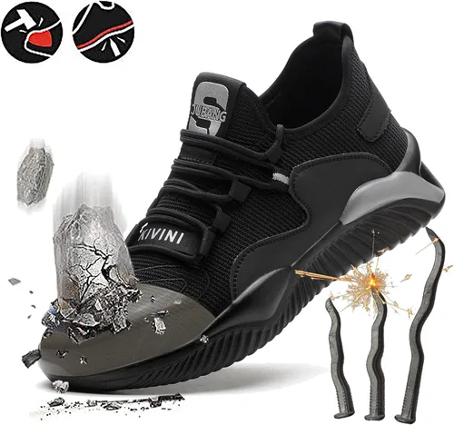 Vista 2 de Steel Toe Work Shoes for Men Women Lightweight Industrial & Construction Slip Resistant Puncture Proof Safety