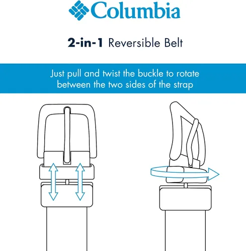 Vista 7 de Columbia Cinturón de mezclilla casual reversible dos en uno para hombre