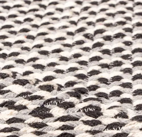 Vista 6 de Super Area Rugs - Alfombra trenzada de algodón de tres colores para granja, estilo búfalo a cuadros, negro, blanco, gris, 2 x 3 pies, rectangular