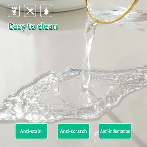 Vista 4 de Mantel transparente de PVC mate impermeable sin encogimiento/bordes biselados, protector transparente ovalado en ángulo recto para mesa de noche