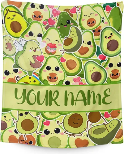Vista 8 de Manta de aguacate para regalo, 40 x 30 pulgadas, bonita manta para niños, niñas, niños, manta verde suave y mullida para regazo y silla