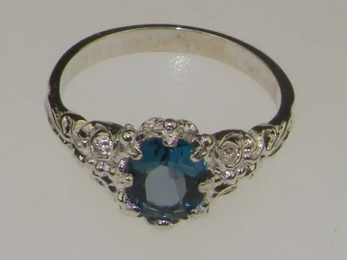 Vista 5 de Anillo de plata de ley 925 real de topacio azul para mujer