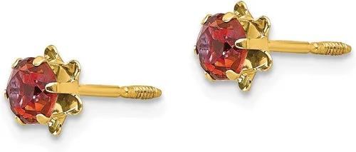 Vista 2 de Aretes de oro amarillo macizo de 14 k, 0.157 in, rubí sintético (Jul) con rosca trasera, 0.157 in, Gema, Rubí