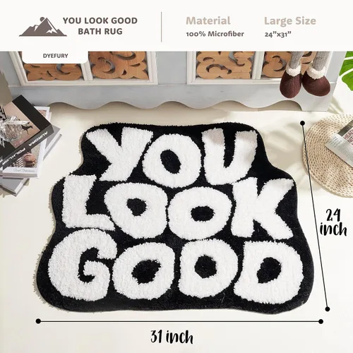 Vista 2 de 𝗟𝗮𝗿𝗴𝗲 𝟮𝟰" x 𝟯𝟭" Alfombra de Baño "You Look Good" Linda Alfombra de Baño Lindas Alfombras de Baño Divertidas Alfombras de Baño Divertidas Decoración