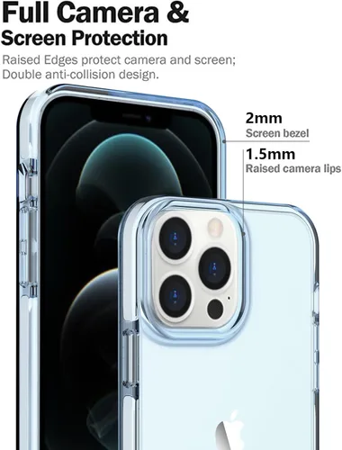 Vista 4 de ArtsEvo Diseño transparente a prueba de golpes para iPhone 13 Pro, protección certificada contra caídas de 6.6 pies, bordes elevados que protegen