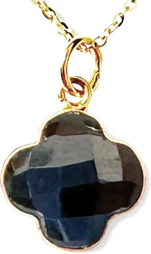 Vista 55 de Genuine Gemstone Necklace, Carved Four Leaf Clover Shape, Amethyst, Moonstone, Amazonite, Tourmaline, Labradorite, 925 Sterling Silver Jewelry