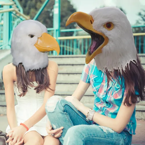 Vista 6 de Halford White Eagle Mask Open Mouth Eagle Mask Novelty Latex Hawk Head Mask Bird Mask Cosplay Party Props for Adults
