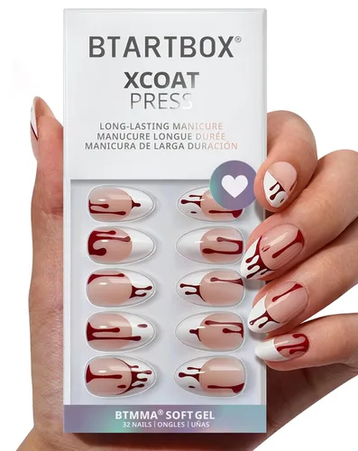 Vista 21 de BTArtbox Uñas Postizas Blancas Cortas a Presión - Uñas Postizas de Gel Suave en Forma de Almendra, Uñas Blancas con Pegamento para Uñas, Uñas