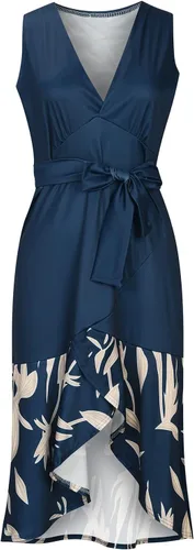 Vista 5 de FQZWONG Vestidos de verano para mujer 2023, casual, manga corta, fluidos, maxi vestidos de playa, sexy, fiesta, club, bohemio, trajes de vacaciones