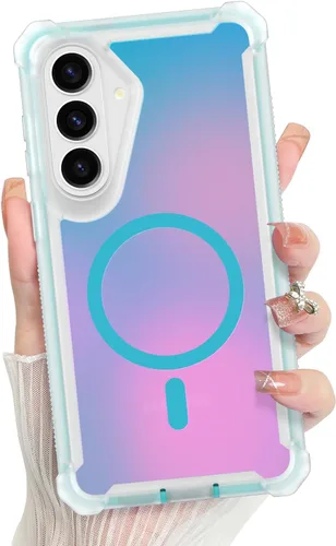 Vista 132 de Bonoma - Funda compatible con Samsung Galaxy S21 Plus, diseño de corazón con purpurina, color rosa Support for MagSafe, Plating Magnetic Case TPU