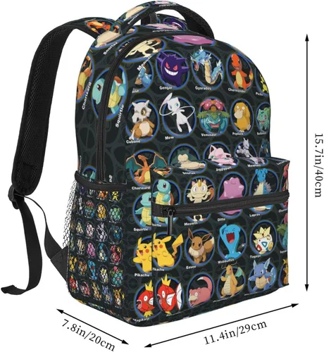 Vista 3 de TopJianyu Mochilas de anime para niños y adolescentes, mochilas de dibujos animados, bolsa negra ligera y bonita bolsa de viaje, Negro -, Mochilas