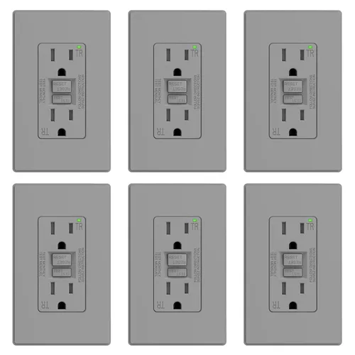 Vista 39 de ELEGRP Toma GFCI de 15 amperios, toma eléctrica GFI de autoprueba con diseño más delgado, receptáculo GFCI resistente a manipulaciones TR