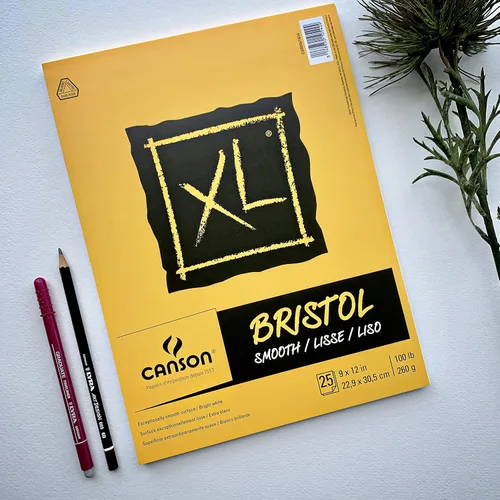Vista 4 de Canson Papel Bristol Serie XL, Liso, Bloc Encuadernado con Espiral, 7 x 10 pulgadas, 25 hojas (100lb/260g) - Papel de Artista para Adultos