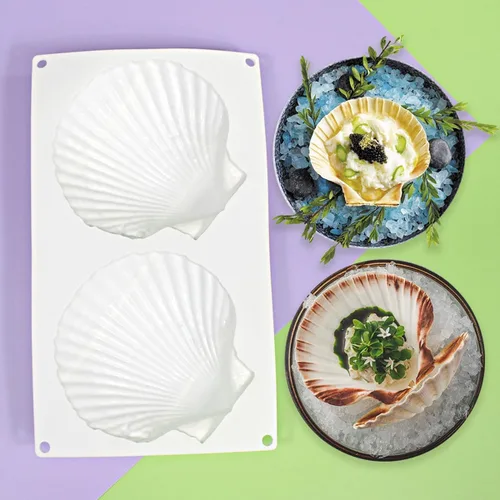 Vista 6 de mostsom Molde de silicona para hornear Big Sea Shell para hornear 3D Bakeware Molde de chocolate Molde de magdalenas Pan Pastel DIY Muffin