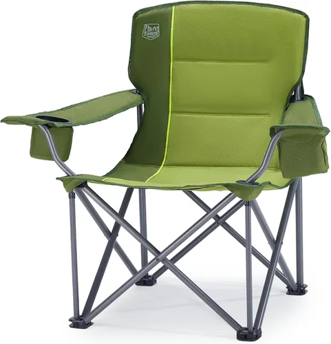 Vista 13 de Timber Ridge Silla de campamento acolchada para 3 personas con portavasos y bolsillos, sillas de campamento plegables para exteriores, capacidad
