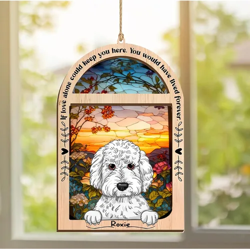 Vista 374 de LOVELYPOD Adorno de Navidad personalizado de sabueso afgano, atrapasoles con nombre, regalos de pérdida de mascotas, regalos para amantes