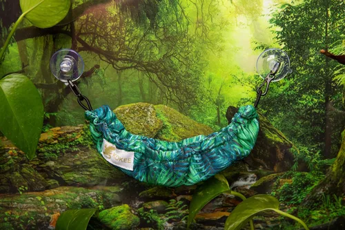 Vista 6 de Accesorios para tanque de Gecko con cresta, hamaca de reptil y hamaca de lagarto (100% poliéster, 7.5 x 2 pulgadas, una ventosa) Accesorios
