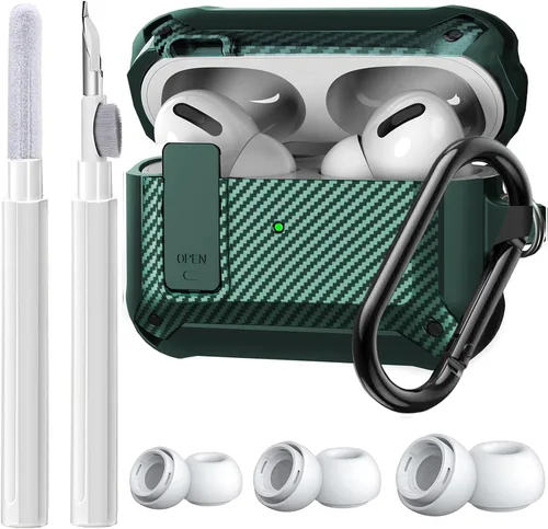 Vista 15 de Olytop Funda de bloqueo para Airpods Pro 2 Gen/Pro con kit de limpieza y puntas de repuesto (S/M/L), funda protectora resistente para iPod Pro