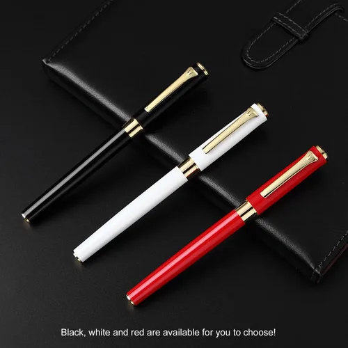 Vista 7 de YIVONKA Bolígrafo de lujo, línea de recambio negra, ancho de 0.02 pulgadas, el mejor regalo de bolígrafo de oficina para hombres y mujeres, Negro