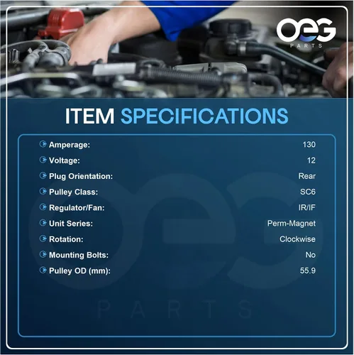 Vista 3 de OEG Parts Alternador 130A compatible con KIA Sportage 2.4L 2014-16, 2.0L 2015 2016; compatible con Hyundai Tucson 2.4L 2014 2015 14-15 373002G750