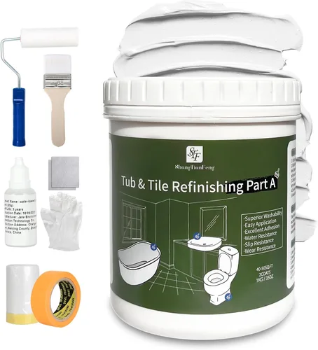 Vista 10 de Pintura en aerosol negra para bañera y azulejos 450ml*2 Pack, papel tapiz para baño, pintura en aerosol para azulejos de cerámica, vidrio, ventanas