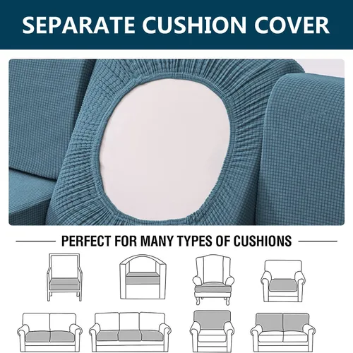 Vista 4 de Fundas de cojín para asiento de sofá, fundas de cojín impermeables para sofá, fundas de cojín elásticas para cojines individuales para respaldo