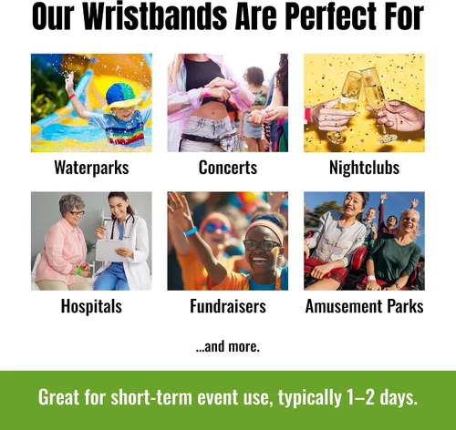 Vista 6 de Tyvek - Pulseras personalizadas de 3/4 de pulgada para eventos - Personalizadas con imagen o logotipo (tipo papel) Personalize w/ Clipart Text &