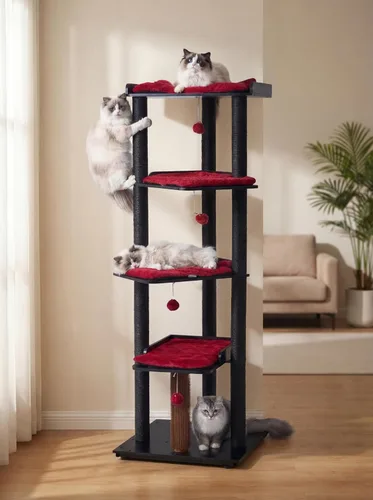 Vista 5 de FourFurPets Árbol para gatos resistente, árbol de gato de 67.7 pulgadas para gatos de interior grande y adulto, torre moderna para gatos grandes