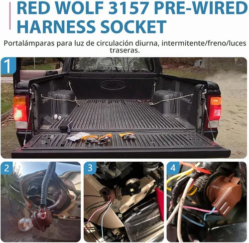 Vista 7 de RED WOLF 3156 3157 Arnés precableado con conector de enchufe de enchufe de enchufe de instalación de bombillas LED se adapta a la mayoría