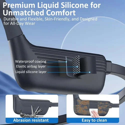 Vista 6 de Auriculares para Natación de Silicona Suave, Auriculares de Conducción Ósea Impermeables IP68, Reproductor MP3 de 32GB y Auriculares Deportivos
