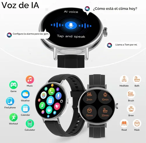 Vista 9 de Yoever Smart Watch for Men Women,1.57" 43mm HD Scree,BT Calling,2 Straps