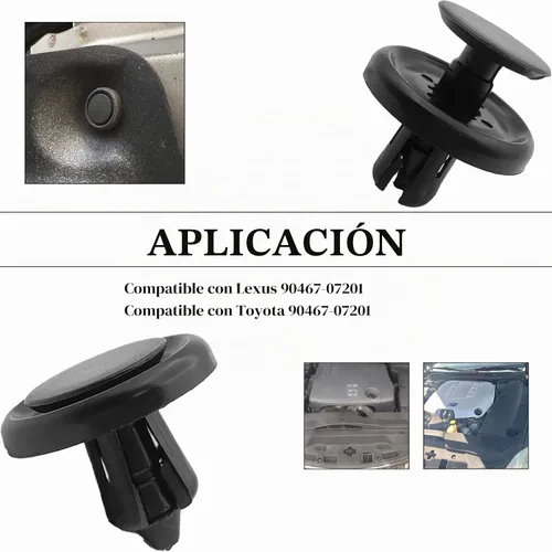 Vista 5 de 100 piezas de clips de retención tipo empuje de nylon para cubierta del motor, protección contra salpicaduras del parachoques, forro