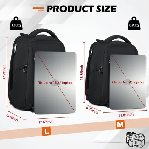 Vista 3 de SDYSM - Mochila profesional para cámara DSLR, SLR, mirrorless, impermeable, con compartimento para laptop de 14 pulgadas, cubierta contra la lluvia