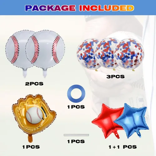 Vista 2 de Globos de fiesta de béisbol, globos de Mylar de aluminio de béisbol para decoración de fiesta de baby shower, guantes de béisbol, globos gigantes