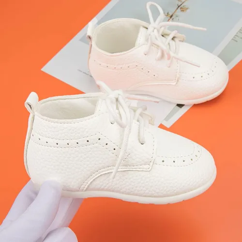 Vista 3 de Sawimlgy Zapatos Oxford de cuero suave de primera calidad para bebés y niñas, zapatos de boda con suela de goma resistente, impermeables