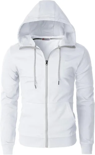 Vista 38 de H2H Sudadera con capucha y cremallera para hombre, ligera, de manga larga, básica, ajustada, de algodón, con bolsillo Cmohol048-gris