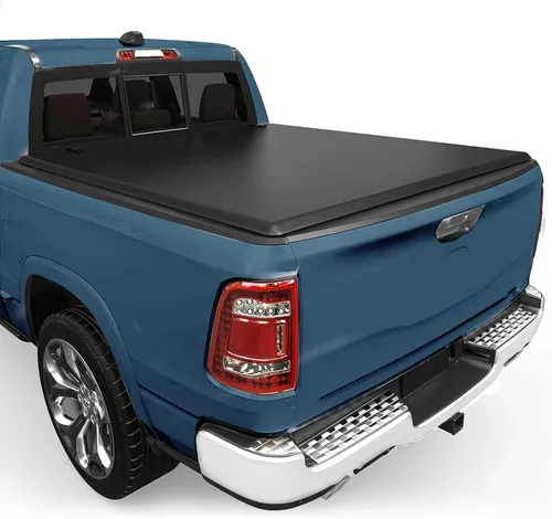 Vista 21 de Cubierta rígida abatible de perfil bajo para Dodge Ram 1500 (2009-2018), se adapta a cajas cortas de 5.7 pies (excluye RamBox)