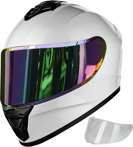 Vista 10 de Cascos de motocicleta para adultos, hombres y mujeres, casco ligero de cara completa para bicicleta de calle, carreras, DOT con visera extra