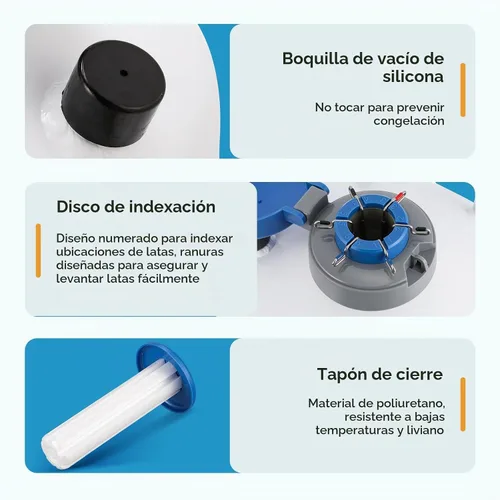 Vista 2 de Bonvoisin Contenedor de nitrógeno líquido 3L, tanque LN2 Dewar criogénico, tanque de semen de aleación de aluminio con 6 recipientes bolsa