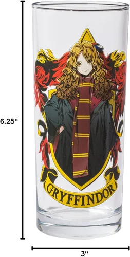 Vista 9 de Silver Buffalo Harry Potter Gryffindor Squad con Hermione Granger, Ron Weasley, y Fred y George estilo anime, juego de 4 vasos de vidrio de 10 onzas