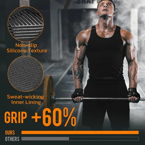 Vista 4 de ATERCEL Guantes de entrenamiento de gimnasio para hombres y mujeres, guantes de levantamiento de pesas con excelente agarre, guantes ligeros