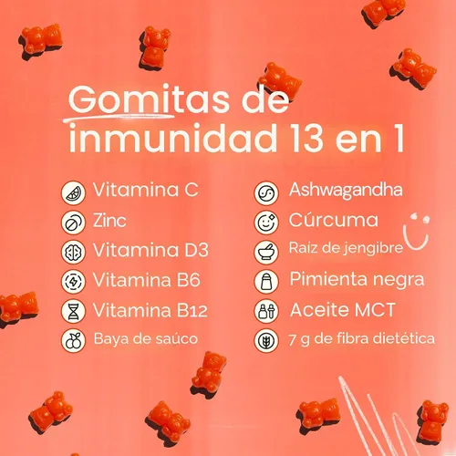 Vista 3 de Grüns Gomitas de inmunidad inmune con vitamina C, apoyo inmunológico diario