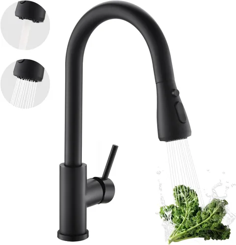 Vista 7 de Grifo de cocina Kicimpro de acero inoxidable con acabado negro mate RO, grifo de filtro de agua para fregadero de 0.59-1.37 pulgadas, grifo