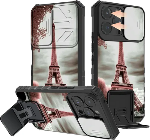 Vista 39 de Rossy Funda para iPhone 14 2022, para iPhone 14 con funda deslizante para cámara deslizante, soporte integrado, doble capa híbrida, a prueba de 1-37
