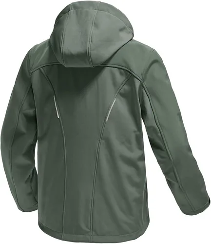 Vista 2 de Gopune Chaqueta de senderismo Softshell para hombre, con forro polar, impermeable, ligera, con capucha