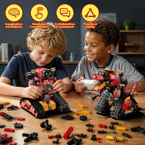 Vista 6 de 5 in 1 Stem Robot Building Kit for Kids,Remote & App Robot,896 Pcs
