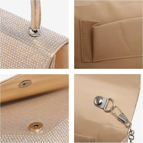 Vista 6 de Dasein Bolso de noche para mujer, embragues de fiesta, bolsos de boda, cóctel, baile de graduación, bolsos con purpurina esmerilada